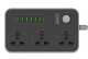 USB Power Strip With 3 AC Socket Black/Grey 162x97x38millimeter