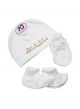3-Piece Mashallah Printed Newborn Baby Cap, Mitten